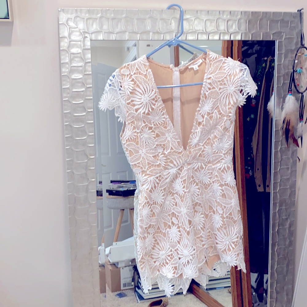 White and beige romper